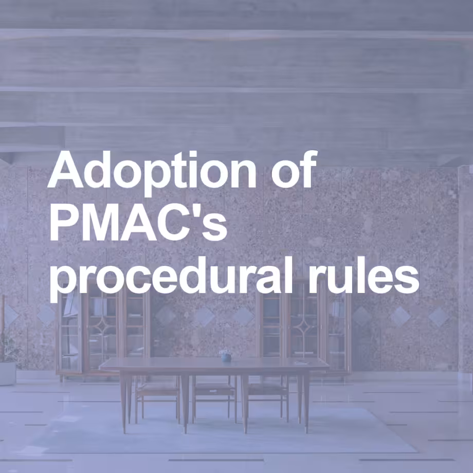 PMAC procedural rules adoption